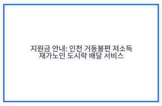 지원금 안내: 인천 거동불편 저소득 재가노인 도시락 배달 서비스