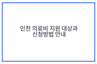 인천 의료비 지원 대상과 신청방법 안내