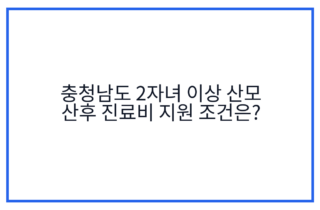 충청남도 2자녀 이상 산모 산후 진료비 지원 조건은?