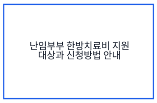 난임부부 한방치료비 지원 대상과 신청방법 안내