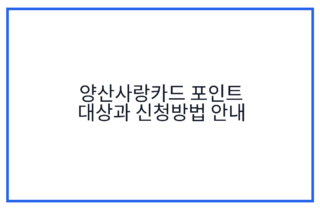 양산사랑카드 포인트 대상과 신청방법 안내