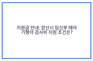 지원금 안내: 양산시 임신부 태아 기형아 검사비 지원 조건은?
