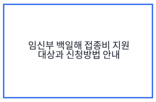 임신부 백일해 접종비 지원 대상과 신청방법 안내