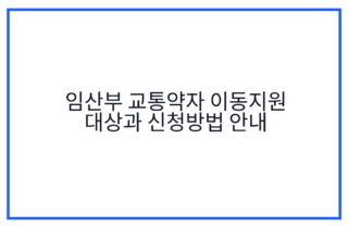 임산부 교통약자 이동지원 대상과 신청방법 안내