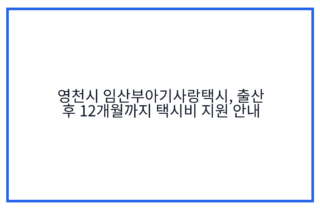 영천시 임산부아기사랑택시, 출산 후 12개월까지 택시비 지원 안내