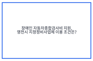장애인 자동차종합검사비 지원, 영천시 지정정비사업체 이용 조건은?