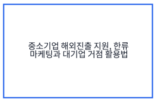 중소기업 해외진출 지원, 한류 마케팅과 대기업 거점 활용법