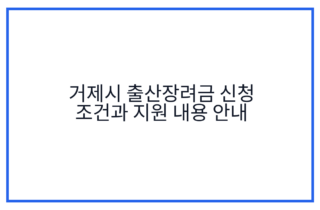 거제시 출산장려금 신청 조건과 지원 내용 안내