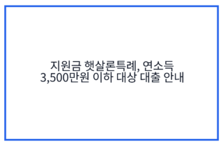 지원금 햇살론특례, 연소득 3,500만원 이하 대상 대출 안내