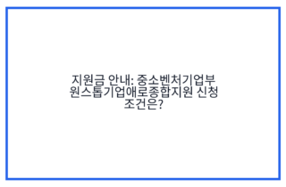 지원금 안내: 중소벤처기업부 원스톱기업애로종합지원 신청 조건은?