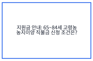 지원금 안내: 65~84세 고령농 농지이양 직불금 신청 조건은?