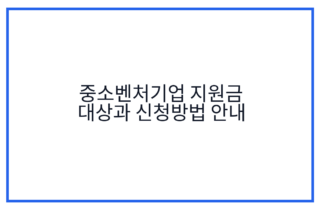 중소벤처기업 지원금 대상과 신청방법 안내
