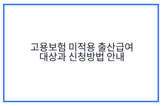 고용보험 미적용 출산급여 대상과 신청방법 안내