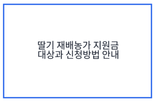 딸기 재배농가 지원금 대상과 신청방법 안내