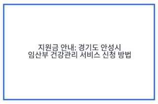 지원금 안내: 경기도 안성시 임산부 건강관리 서비스 신청 방법