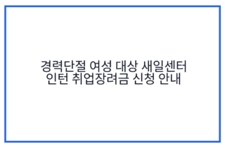 경력단절 여성 대상 새일센터 인턴 취업장려금 신청 안내