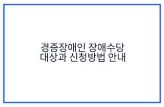 경증장애인 장애수당 대상과 신청방법 안내