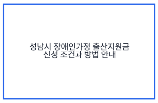 성남시 장애인가정 출산지원금 신청 조건과 방법 안내