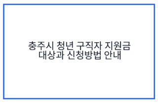 충주시 청년 구직자 지원금 대상과 신청방법 안내