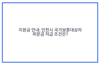 지원금 안내: 인천시 국가보훈대상자 위문금 지급 조건은?