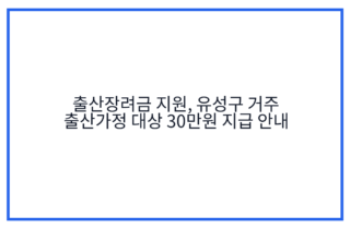 출산장려금 지원, 유성구 거주 출산가정 대상 30만원 지급 안내
