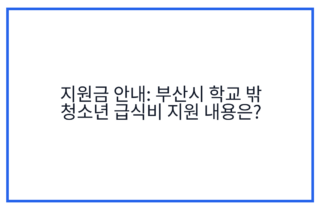 지원금 안내: 부산시 학교 밖 청소년 급식비 지원 내용은?