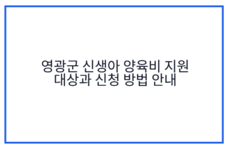 영광군 신생아 양육비 지원 대상과 신청 방법 안내