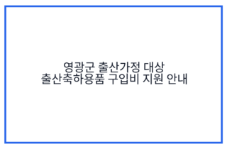 영광군 출산가정 대상 출산축하용품 구입비 지원 안내