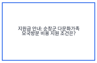 지원금 안내: 순창군 다문화가족 모국방문 비용 지원 조건은?