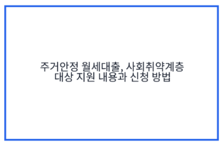 주거안정 월세대출, 사회취약계층 대상 지원 내용과 신청 방법