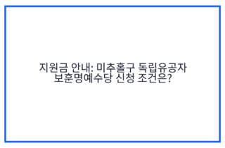 지원금 안내: 미추홀구 독립유공자 보훈명예수당 신청 조건은?