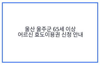 울산 울주군 65세 이상 어르신 효도이용권 신청 안내