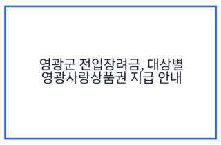영광군 전입장려금, 대상별 영광사랑상품권 지급 안내