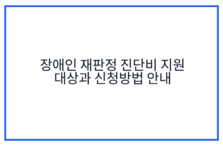 장애인 재판정 진단비 지원 대상과 신청방법 안내