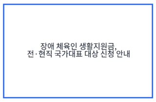장애 체육인 생활지원금, 전·현직 국가대표 대상 신청 안내