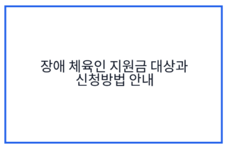 장애 체육인 지원금 대상과 신청방법 안내