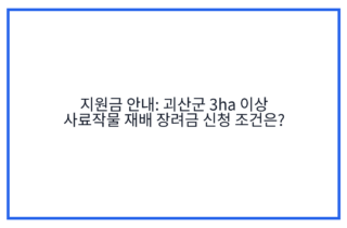 지원금 안내: 괴산군 3ha 이상 사료작물 재배 장려금 신청 조건은?