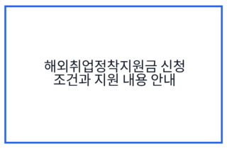 해외취업정착지원금 신청 조건과 지원 내용 안내