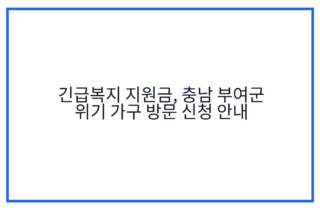 긴급복지 지원금, 충남 부여군 위기 가구 방문 신청 안내