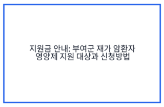 지원금 안내: 부여군 재가 암환자 영양제 지원 대상과 신청방법