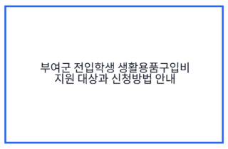 부여군 전입학생 생활용품구입비 지원 대상과 신청방법 안내