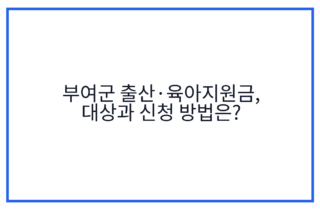 부여군 출산·육아지원금, 대상과 신청 방법은?