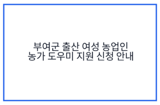 부여군 출산 여성 농업인 농가 도우미 지원 신청 안내