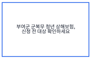 부여군 군복무 청년 상해보험, 신청 전 대상 확인하세요