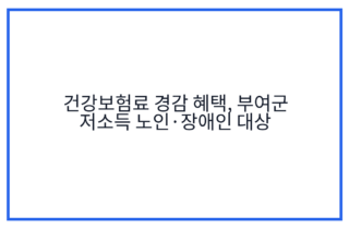 건강보험료 경감 혜택, 부여군 저소득 노인·장애인 대상