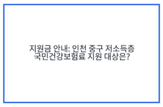 지원금 안내: 인천 중구 저소득층 국민건강보험료 지원 대상은?