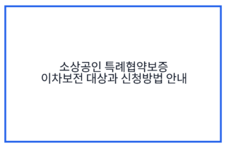 소상공인 특례협약보증 이차보전 대상과 신청방법 안내