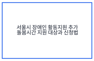 서울시 장애인 활동지원 추가 돌봄시간 지원 대상과 신청법