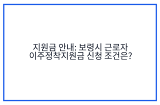 지원금 안내: 보령시 근로자 이주정착지원금 신청 조건은?