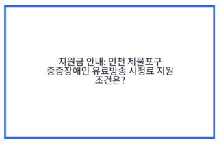 지원금 안내: 인천 제물포구 중증장애인 유료방송 시청료 지원 조건은?